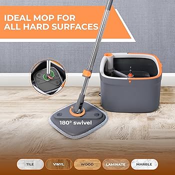 Rocket Mop Ultra Spin Mop & Bucket System - Hands-Free Deep